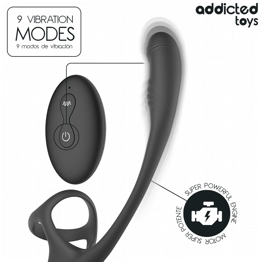 ADDICTED TOYS - PLUG ANALE CON VIBRAZIONE E OSCILLAZIONE A 360 E STIMOLATORE DEI TESTICOLI